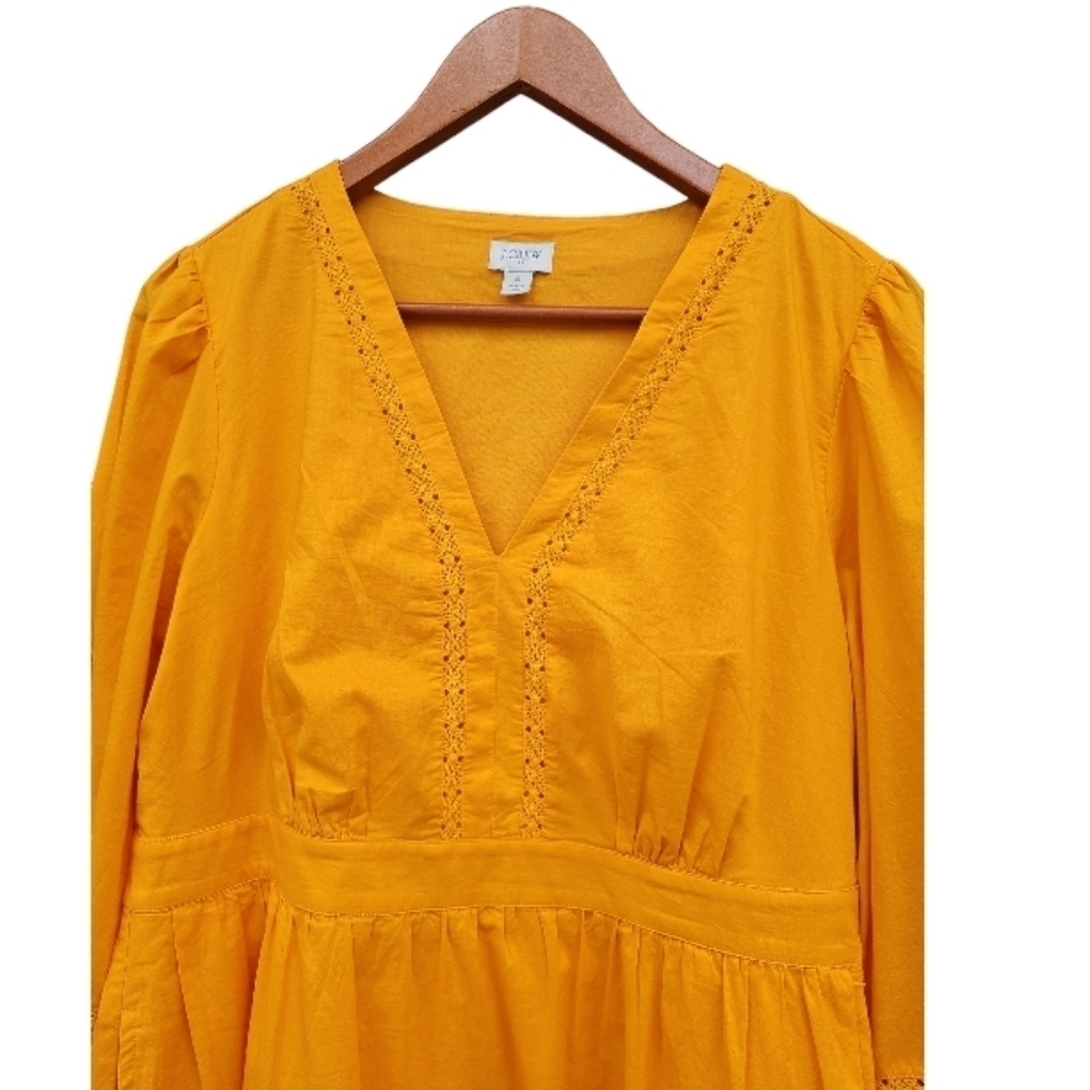 J. Crew Mustard Yellow Long Sleeve aBoho Peasant Dress Size S - Picture 4 of 11